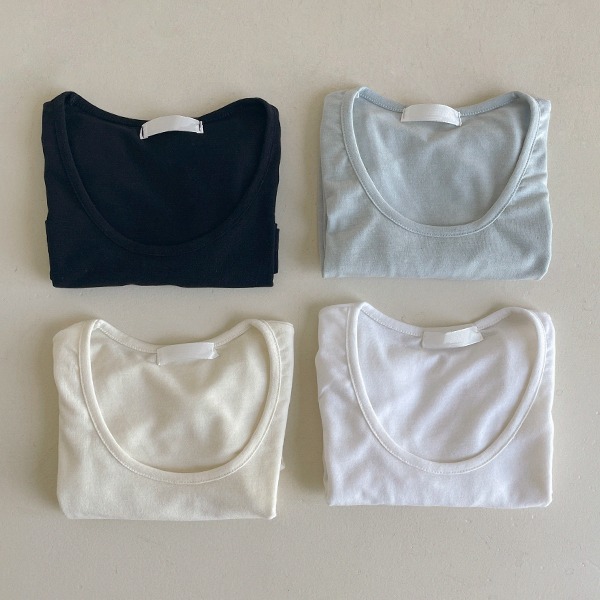 텐션 라운드 반팔 티셔츠 - 4 Color (기본이너티/캡소매/크롭티/여름)
