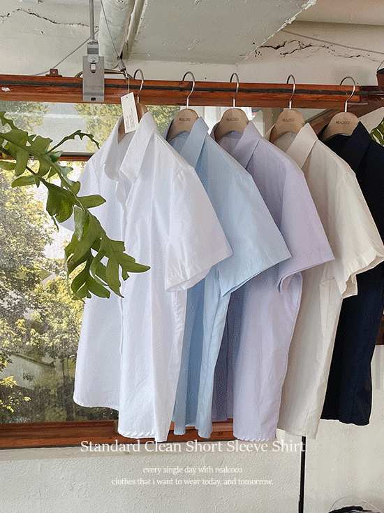 [여름셔츠/기본템] 스탠다드 클린 셔츠  - 5 Color (반팔/크롭/하객룩)